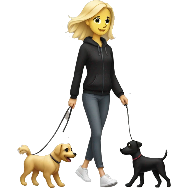 Blonde Girl walk with black dog emoji