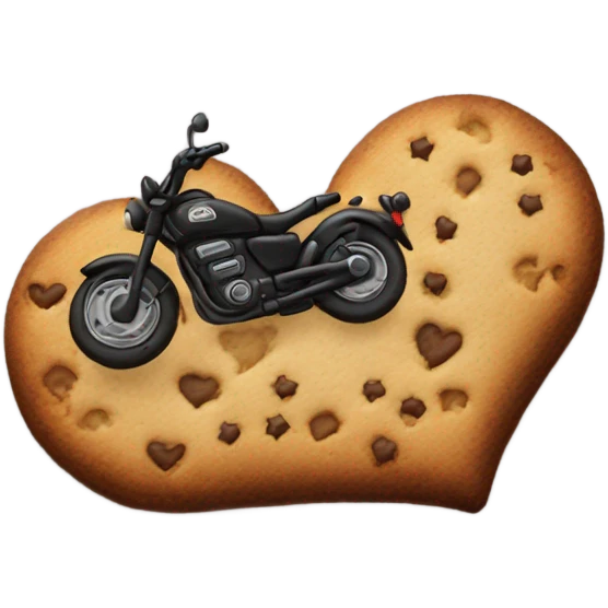 cookie heart with black motorbike  emoji