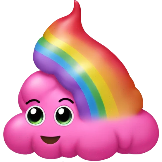 Pink poop with a rainbow emoji