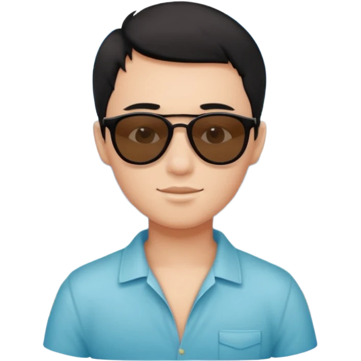 boy with short black hair, ocean air, perfectlist emoji
