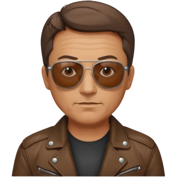 Biker Gang with Sunglasses, Middle-age man, brown jacket, sunglasses emoji