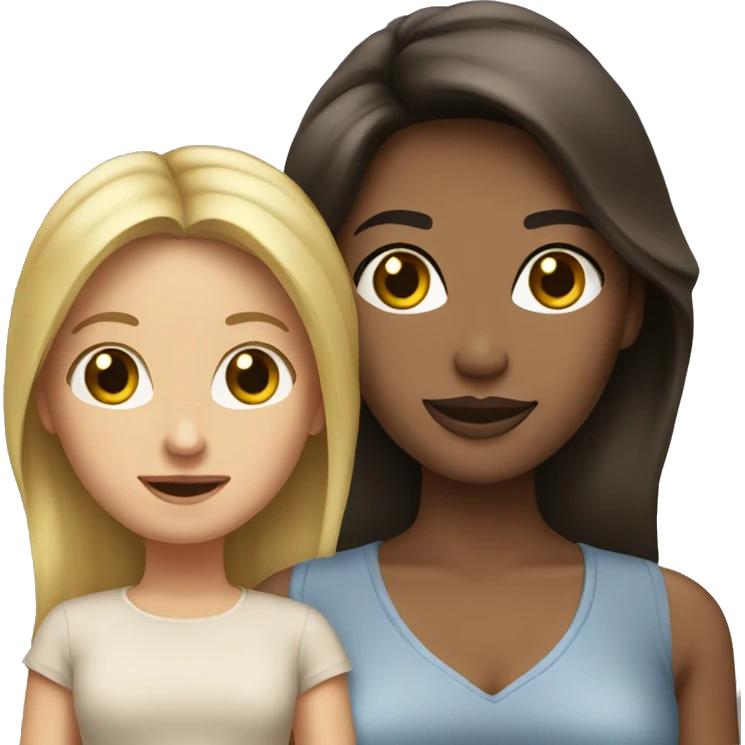 Blonde Mother brunette daughter emoji