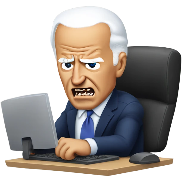 Joe Biden angrily using a computer emoji