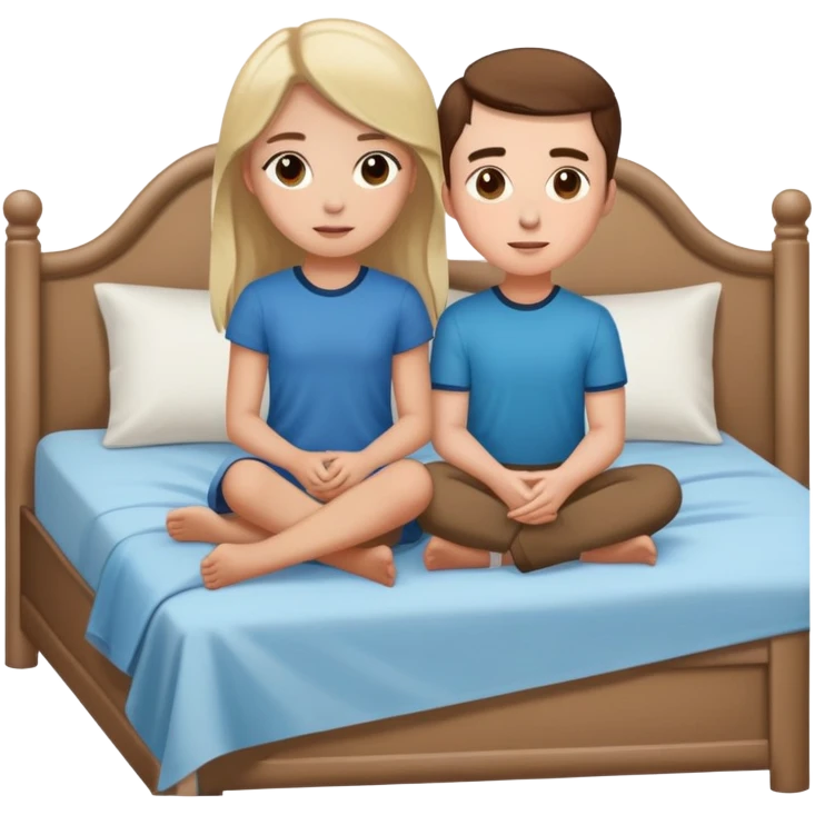 Aubree and Elon siting on a bed emoji