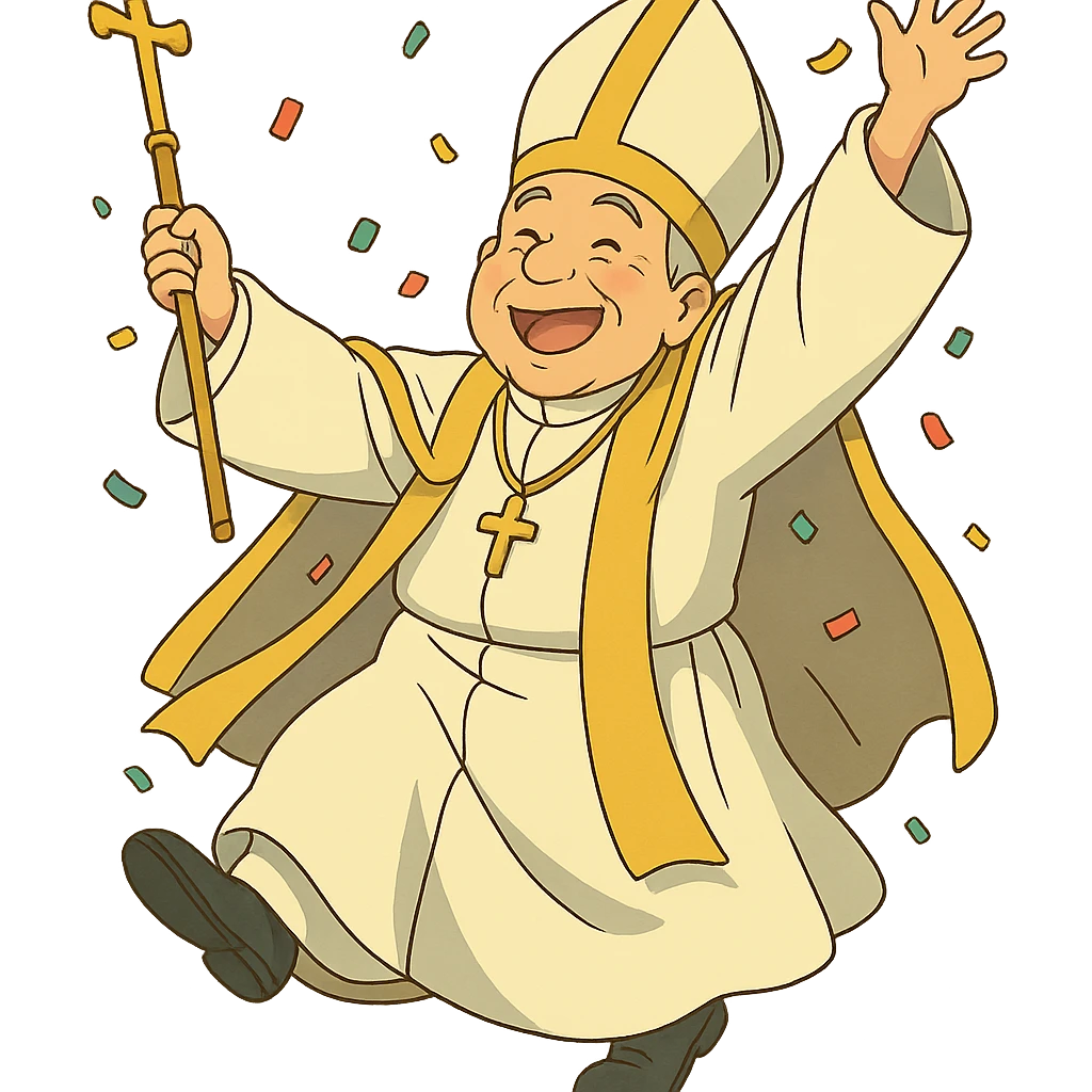 ghibli style pope partying emoji