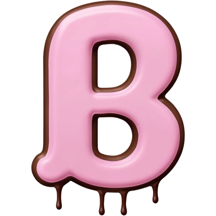 “Single pink bubble letter d, white outline, bottom dipped in chocolate with pink frosting drizzle, kawaii style, glossy, soft shading, clean outline, transparent background, Discord emoji size” emoji