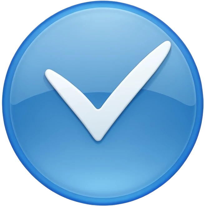 A blue circle with am inner tick emoji