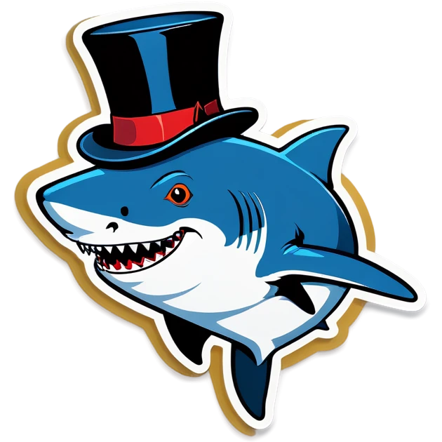 Shark with a top hat emoji