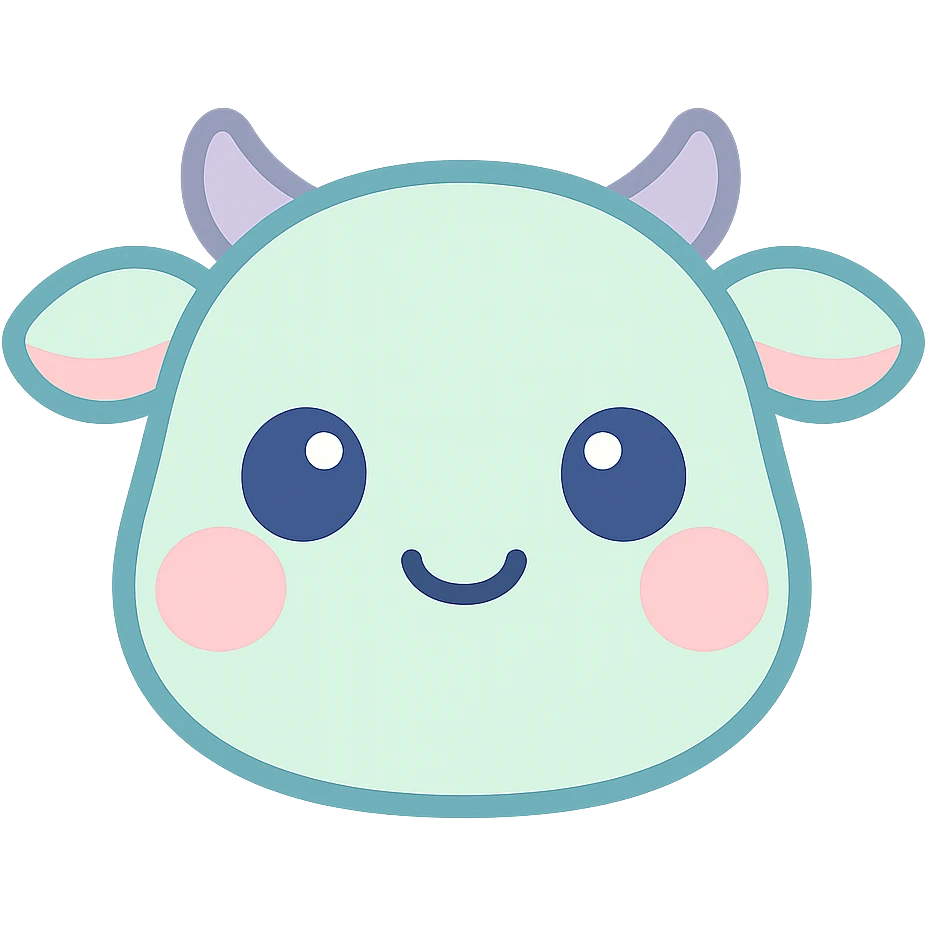Turn this cute cow mug illustration into a kawaii style emoji with simple features and a transparent background. emoji