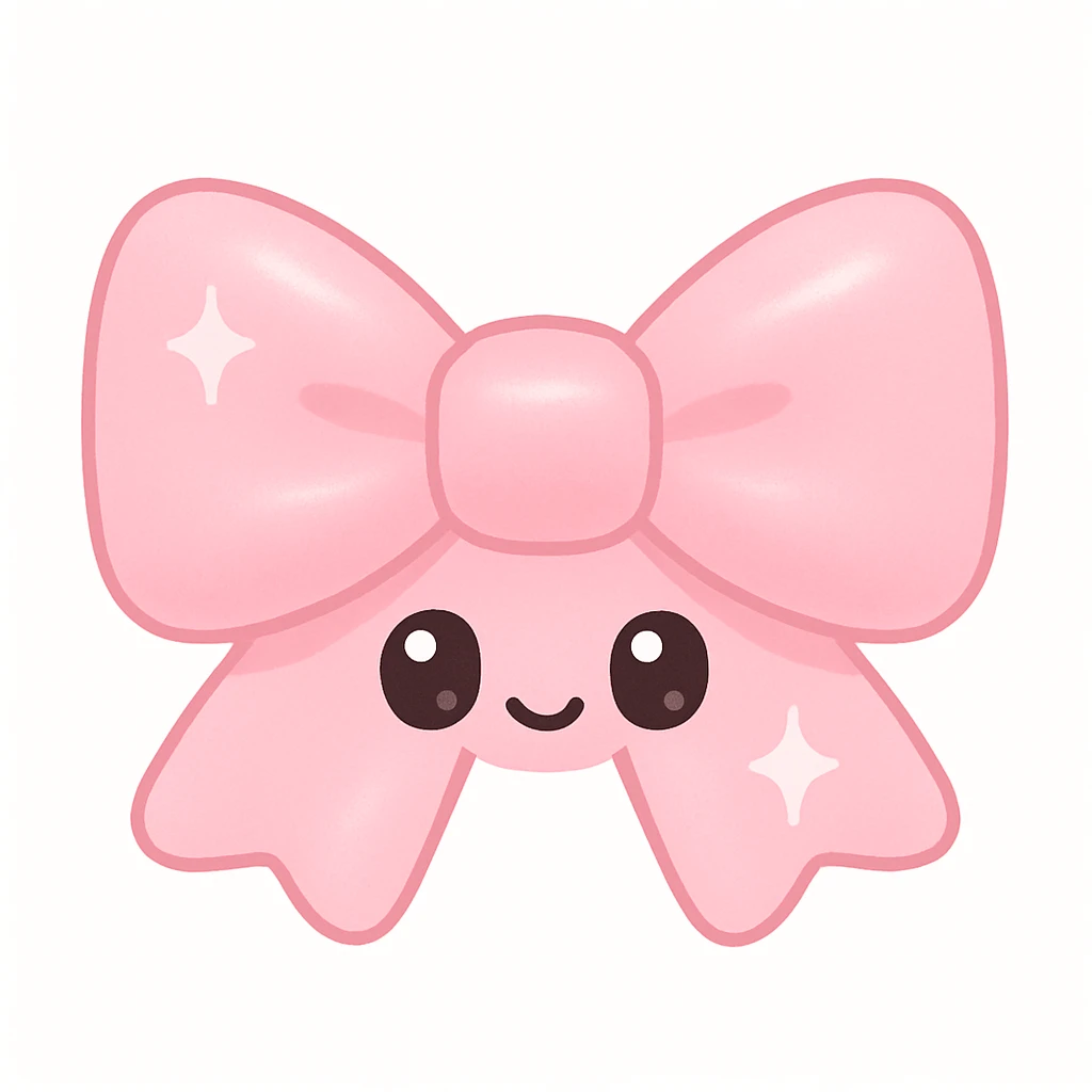 aesthetic pink bow, shiny satin texture, simple, no background emoji
