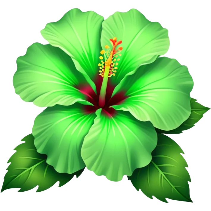 green hibiscus flower emoji