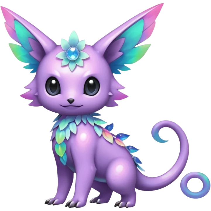 Multicolored sparkly pastel dark iridescent light pale gloomy spooky cute adorable pretty cool elegant realistic floral exotic Fakémon-Pokémon-Digimon-Trico, full body emoji