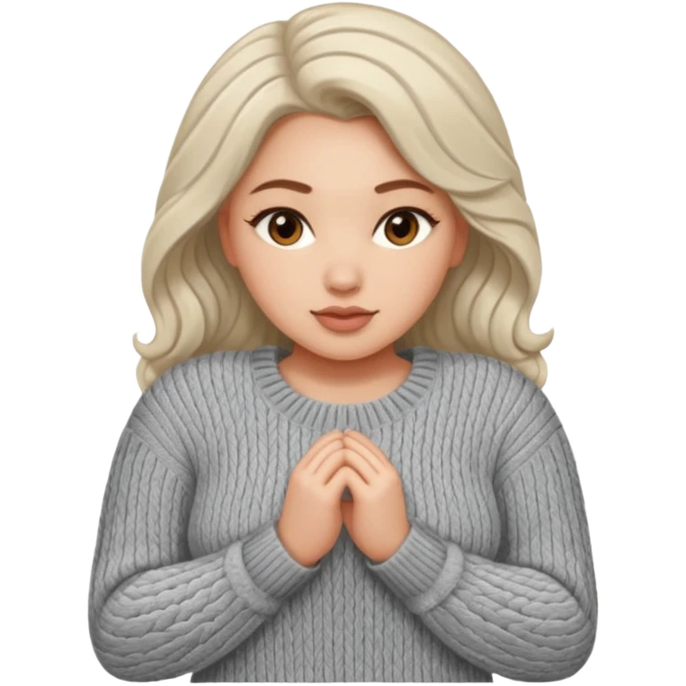Design a woman’s grey sweater for a voluptuous woman. Only design the sweater emoji