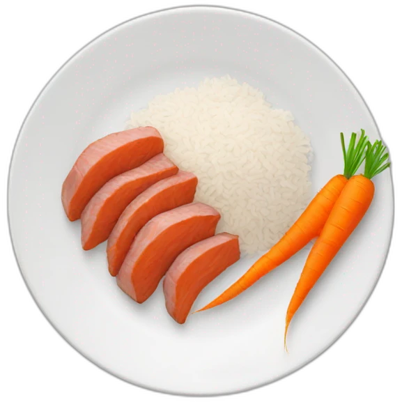 plate with rice, carrot and meat emoji
