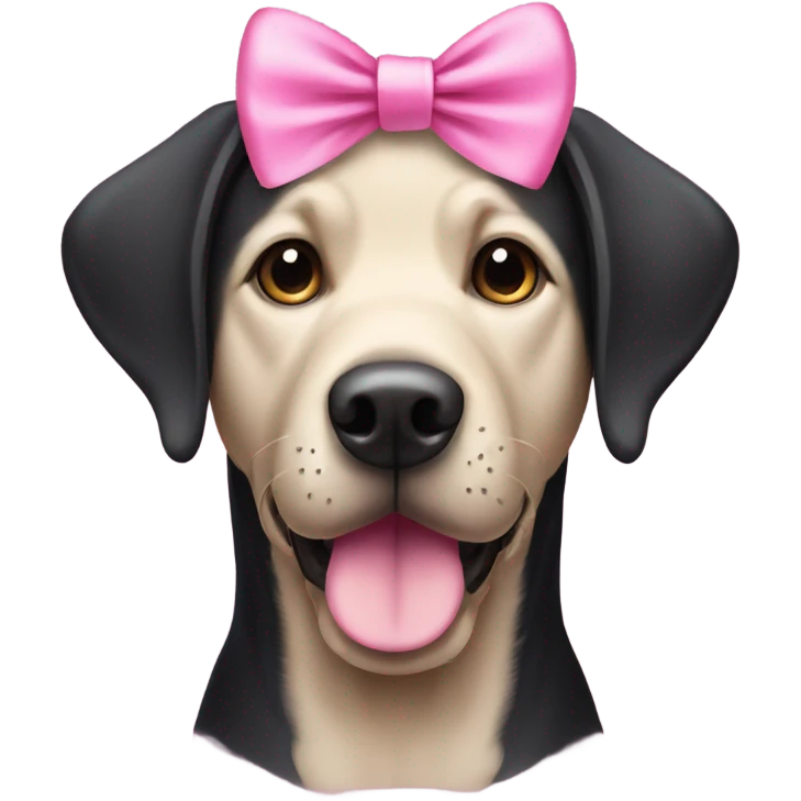 black labrador dog with pink bow on head emoji