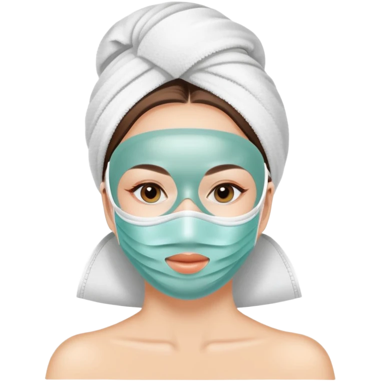 Lady with face mask spa beauty full face relaxing emoji