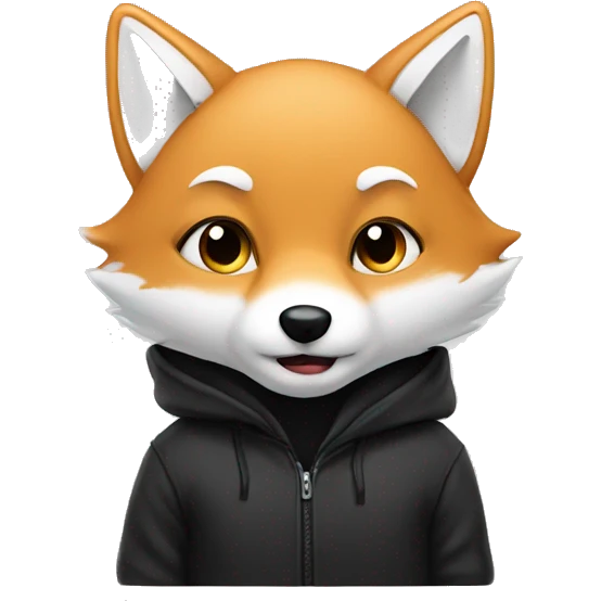 Snow fox with black hoodie  emoji