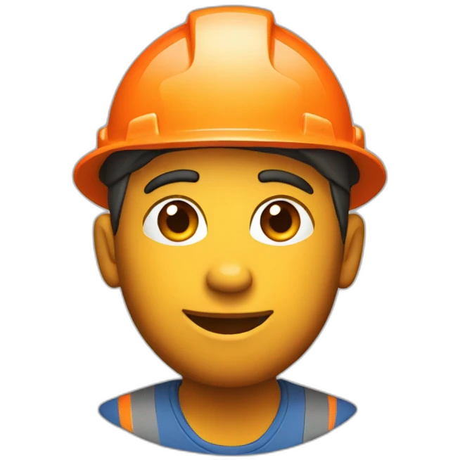 construction worker with orange cone icon on his hat emoji