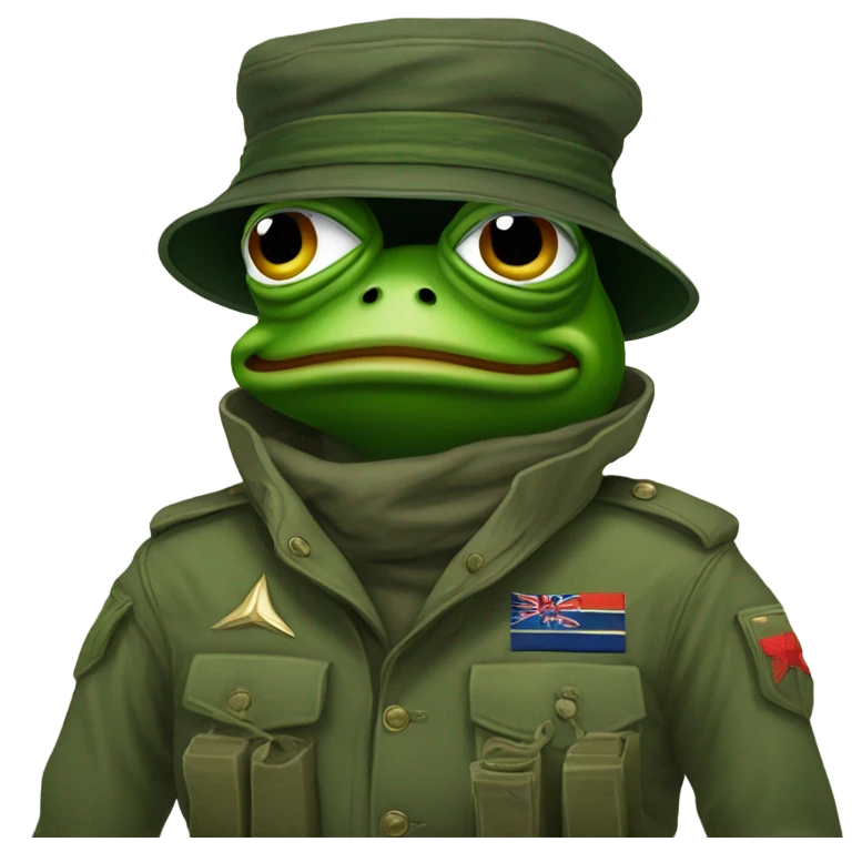 pepe wearing a military outfit emoji