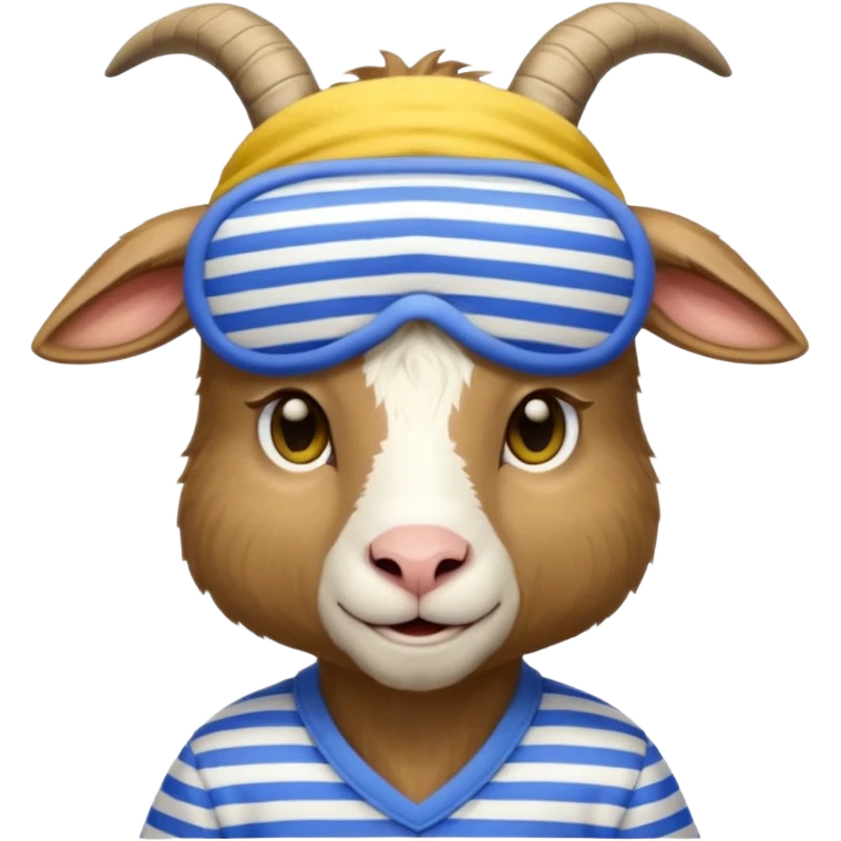 a goat with yellow sleep mask and wearing shirt emoji