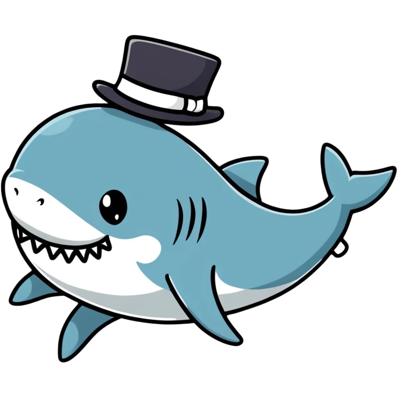 Shark with a top hat emoji