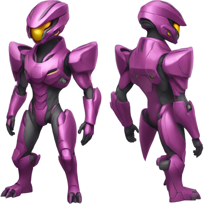 a Genesect-Raptor-Fakémon—hybrid with a futuristic visor-helmet full body emoji