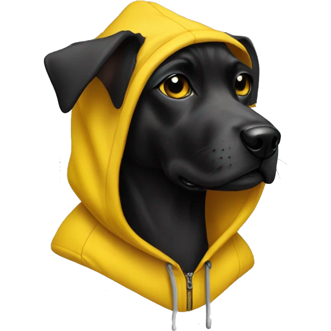 black tine dog with yellow hoodie emoji