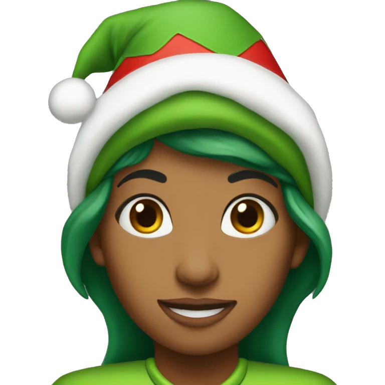 My sister Elaine wearing a elf hat emoji
