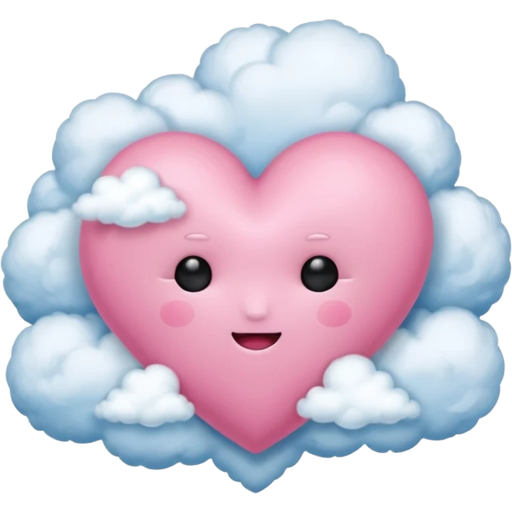 pink heart with clouds no face emoji