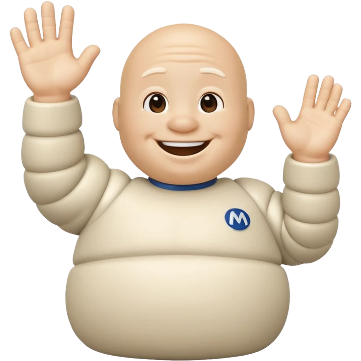Michelin man day hello whit Is rigth hand emoji