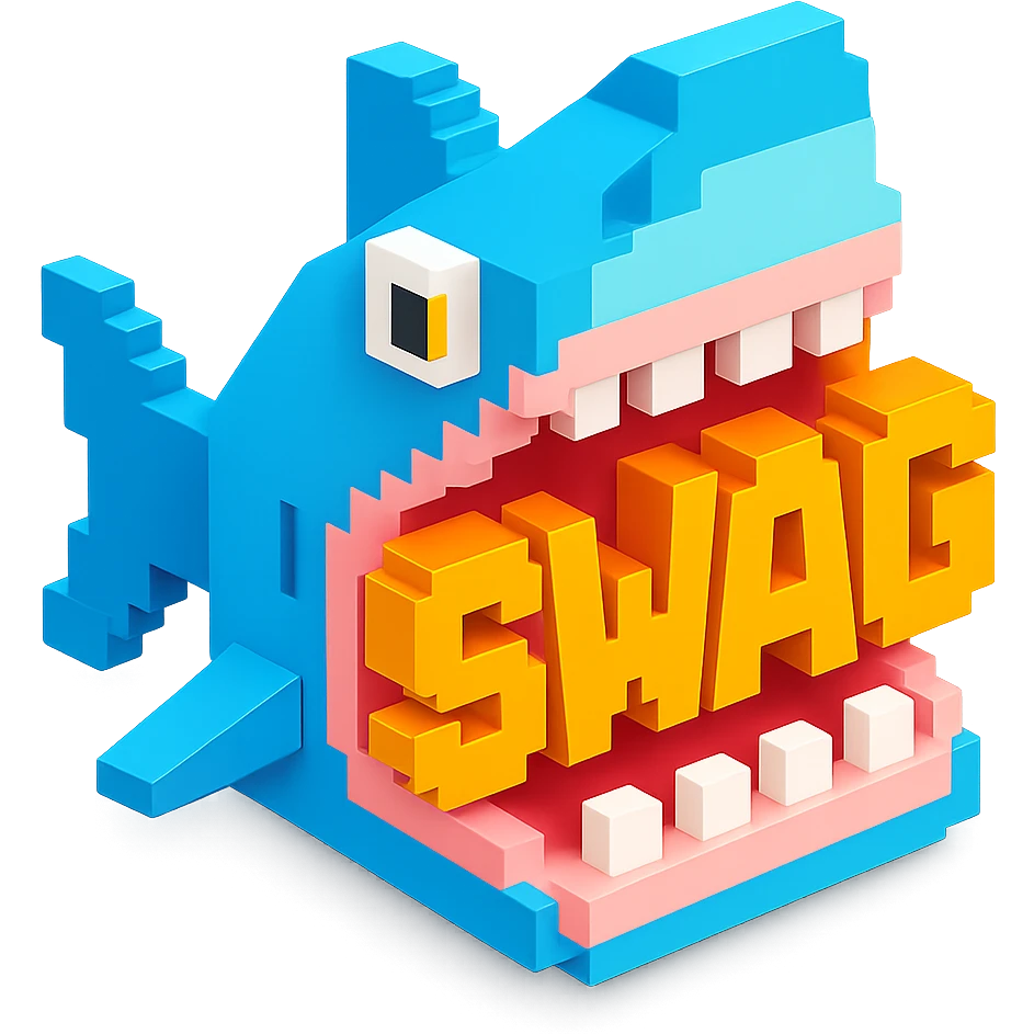 акула в пасти которой надпись SWAG, no background emoji
