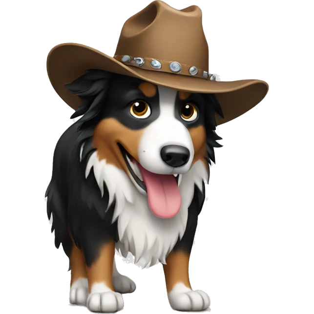 Border collie with a cowboy hat emoji