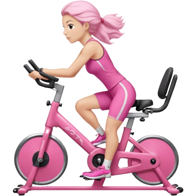 Bicycles Ergonomic bicycle of gym: seated white woman with hair in pink clothes  emoji