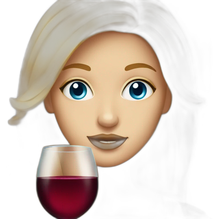 Beautiful woman with blue eyes and golden hair drinking wine emoji