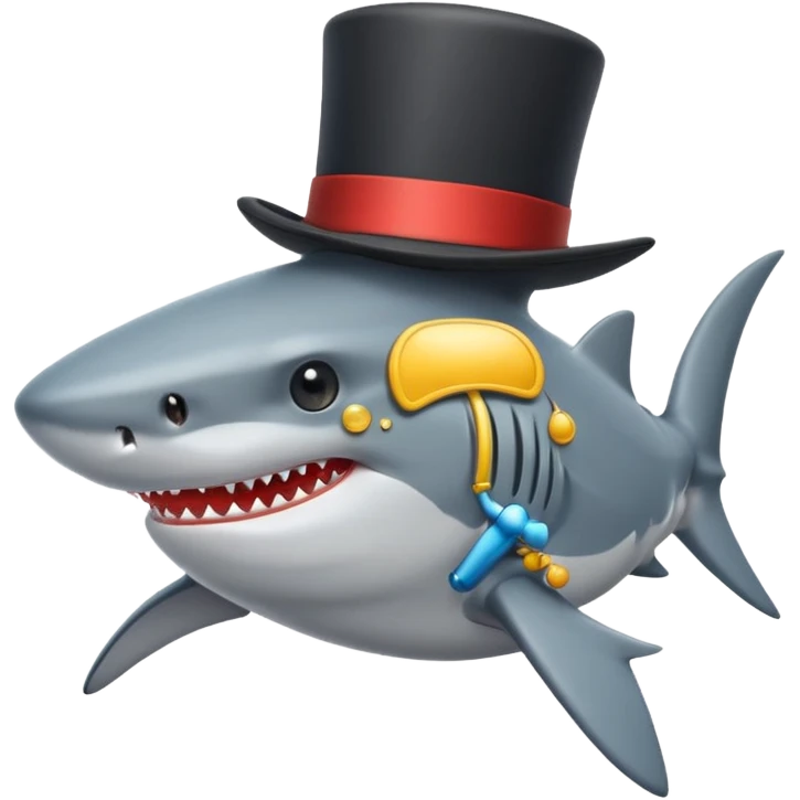 Shark with a top hat emoji