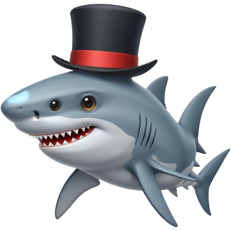 Shark with a top hat emoji