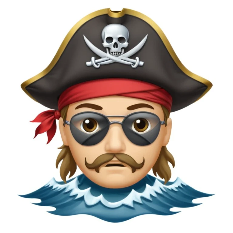 pirate with eye sailing a ship in strom sea background emoji