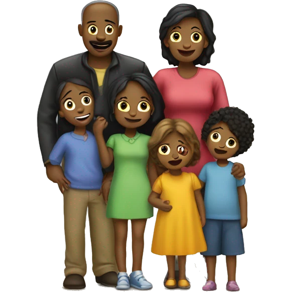 une famille noir de 3 enfants et 2 parents emoji