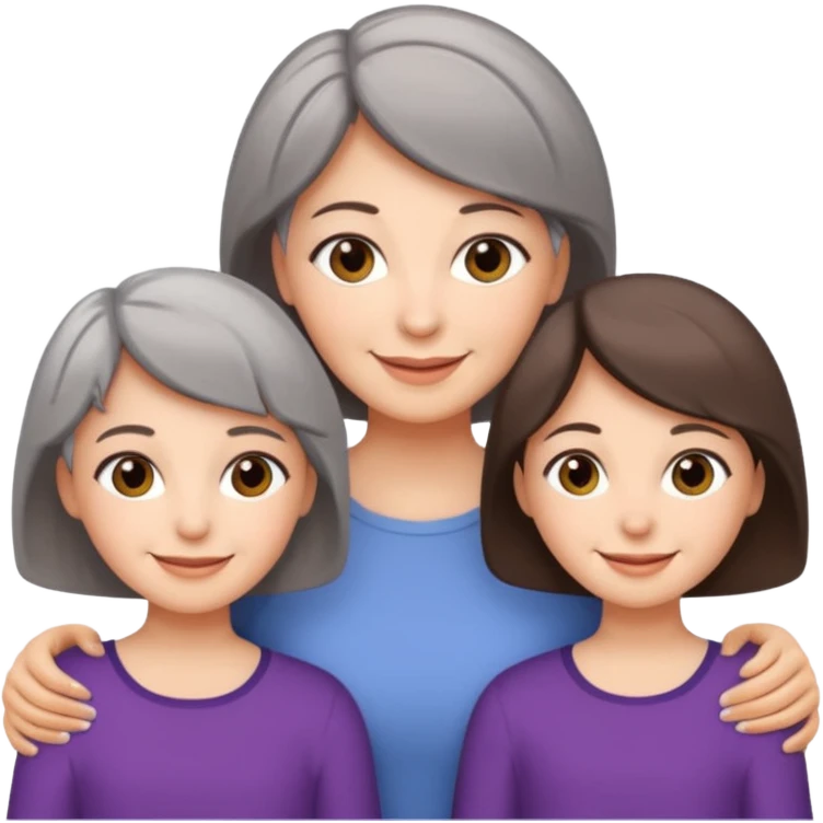 A mum with short Gray hair and her two adult daughters with brown hair emoji