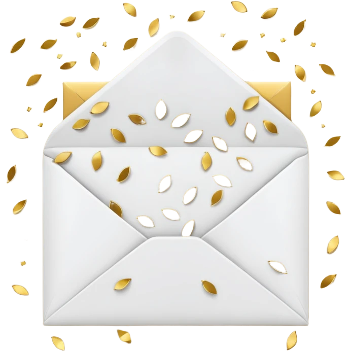 white envelope and gold confetti emoji