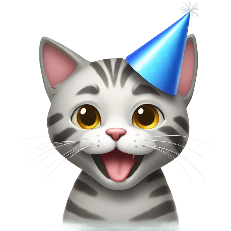 Cat celebrating with party hat emoji
