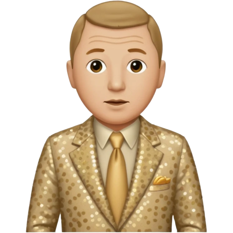 Curly Howard from The Three Stooges with dark blonde hair, beige sequin suit  emoji