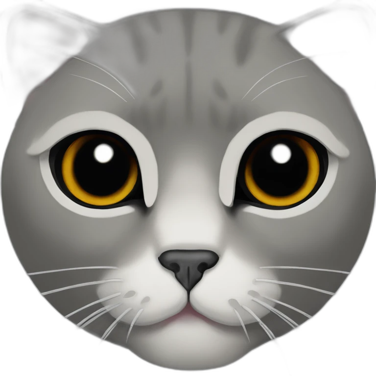 Gato Scottish fold gris oscuro con orejas hacia abajo emoji