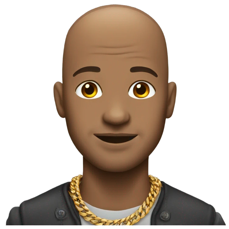 bald man with stylish necklace emoji