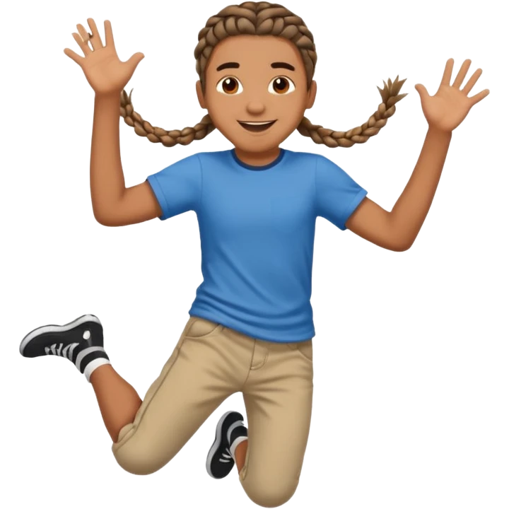 brown boy with braids jumping emoji