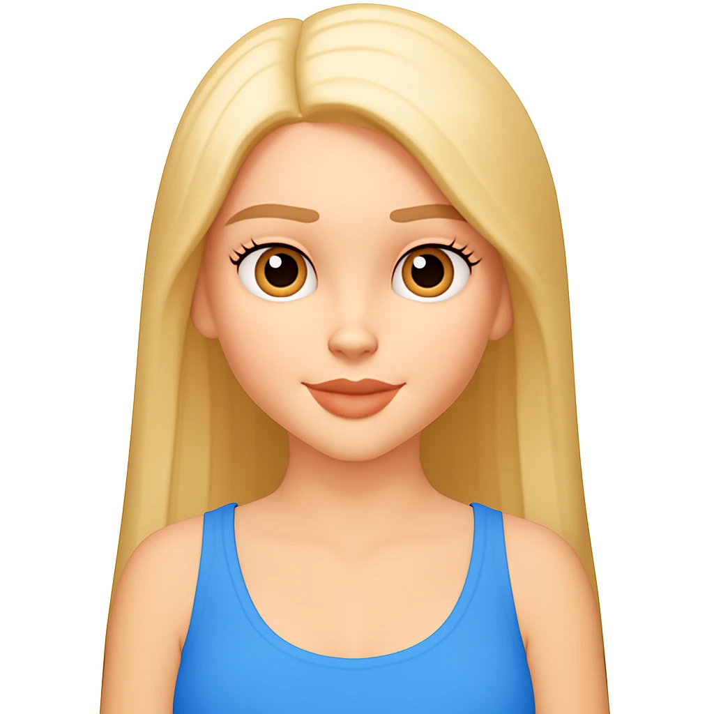 Make her hair much longer in the style of emoji (apple style emojis). Keep the emoji style look consistent. emoji