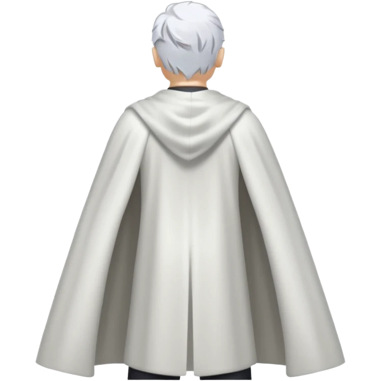fullbody in frame silverhair god ZEUS, white cape, standing still backview emoji