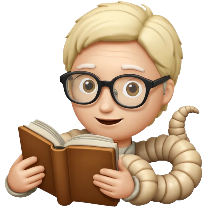 worm reading book emoji