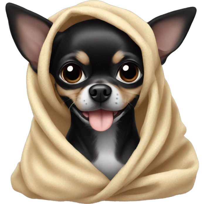Black chihuahua in blanket emoji
