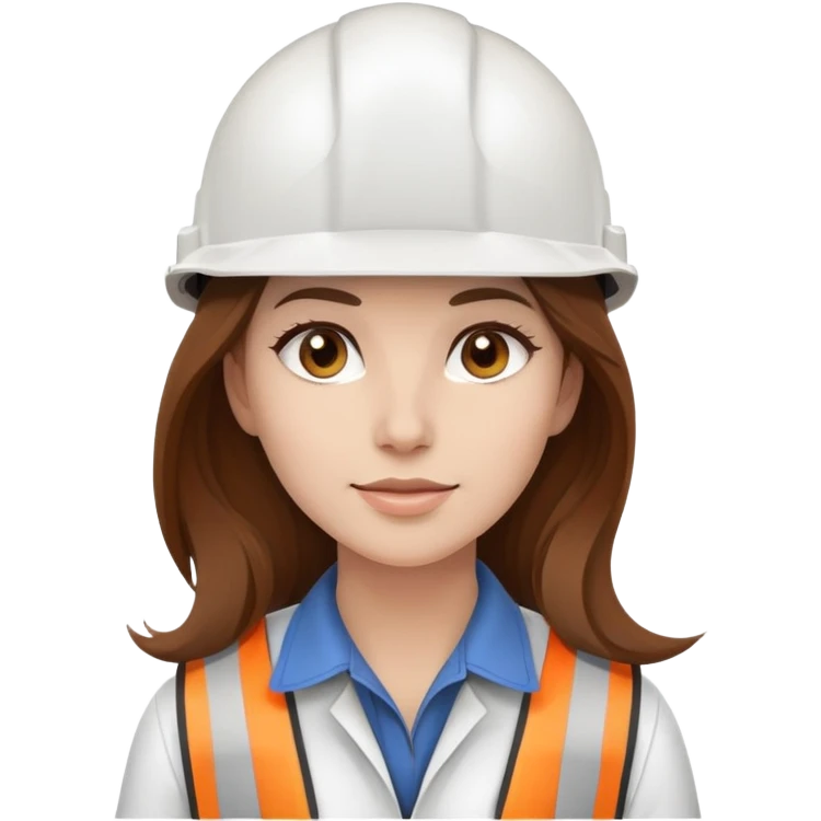 Female engineer with white safety helmet and long hair emoji